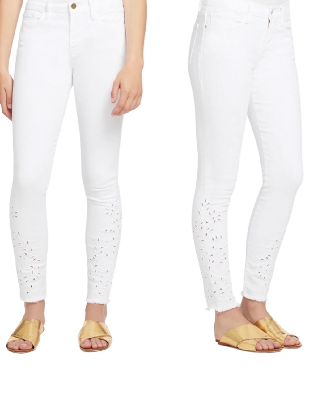 FRAME Le Skinny De Jeanne Blanc
Foliage Eyelet Jeans 24 NWT